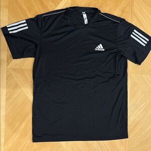 Adidas Black Performance Tee with Iconic Stripes